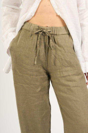Pantalone in Lino con Coulisse Mastice Donna - 5