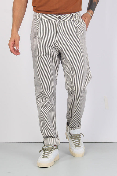 Pantalone Chino Pence Righe Bianco/blu - 2