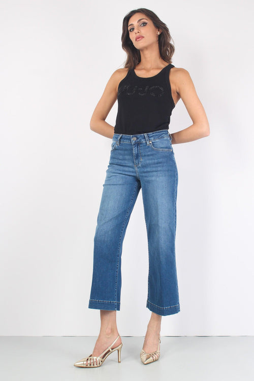 Jeans Authentic Cropped Denim Scuro - 1