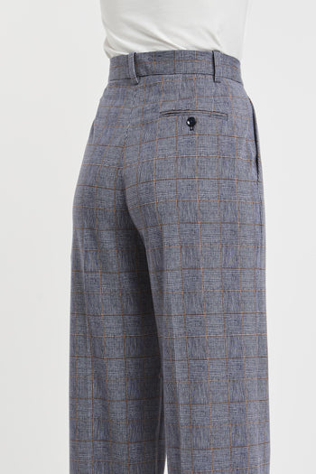 1901 Pantalone Principe di Galles Blu in Misto Cotone - 6