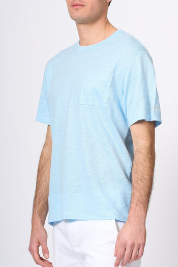 Saint Barth T-shirt Lino Azzurro Uomo - 3