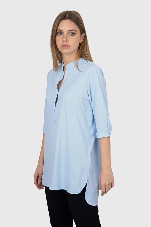Oxford Jacquard Kor Wom Shirt Celeste Donna - 1