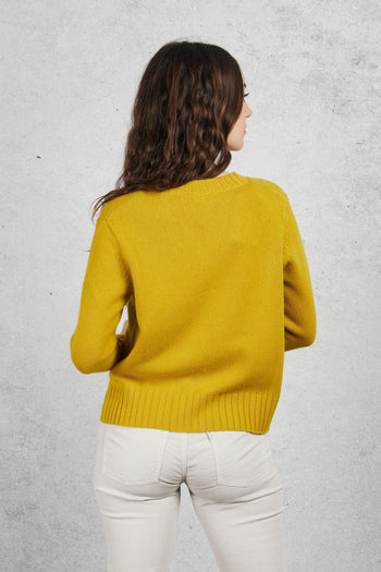 V Neck Sweater Giallo Donna - 4