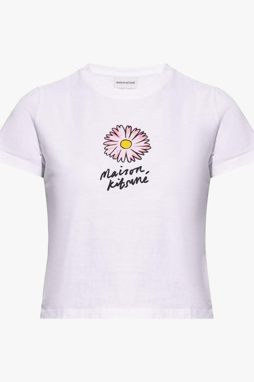 T-shirt Bianco Donna Crop Stampa Fiore