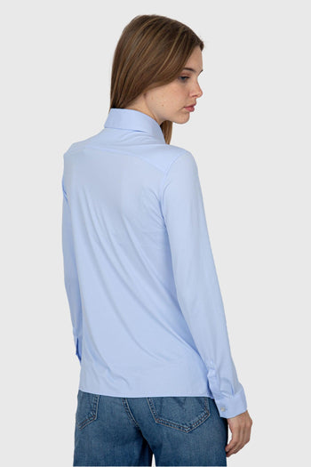 Camicia Oxford Plain Wom Shirt Celeste - 4