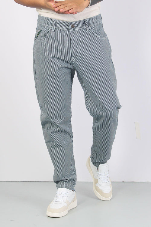 Pantalone Cropped Righe Blu/grigio - 2