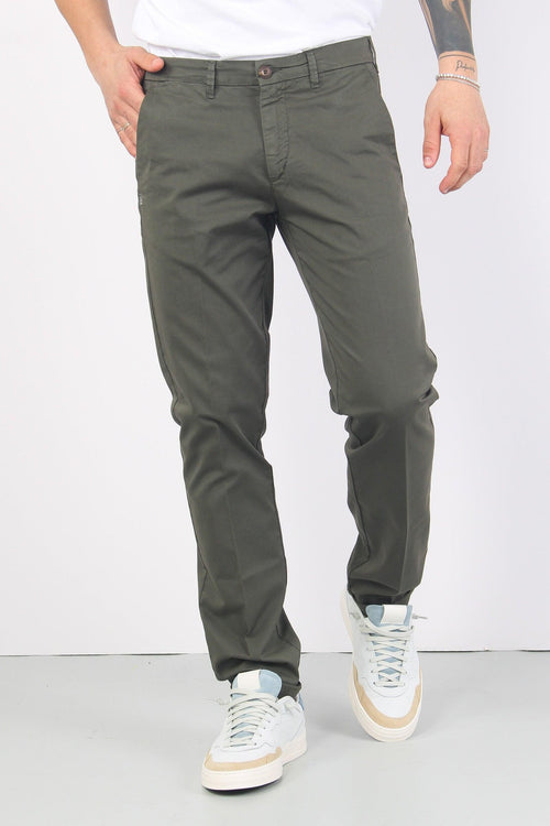 Pantalone Gabardina Basic Verde Militare - 2