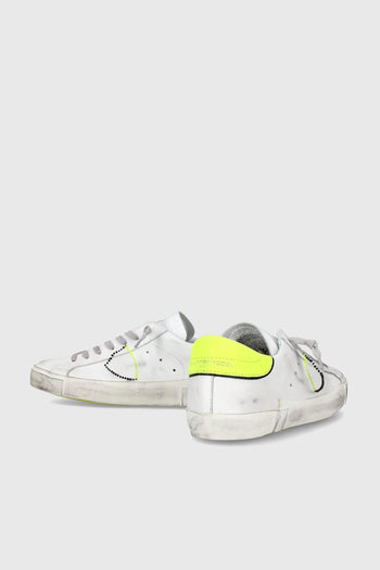 Sneakers PRSX Veau Broderie Pelle Bianco/Giallo Fluo - 4