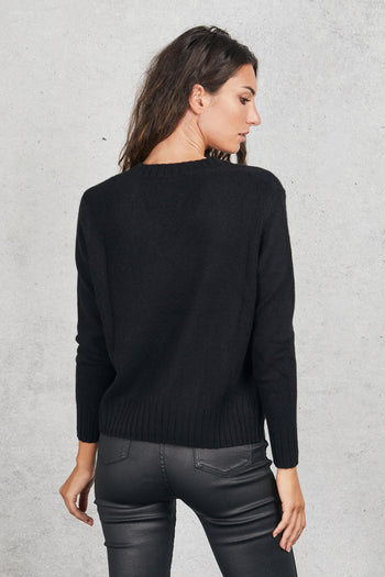 V Neck Sweater Nero Donna - 3