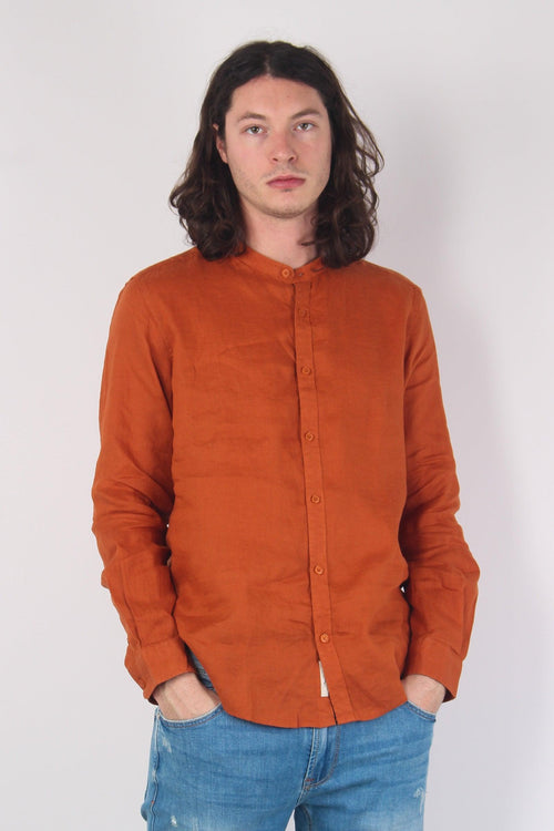 Camicia Lino Coreana Rust - 2