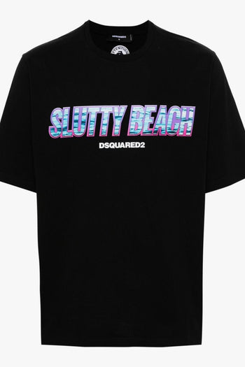 2 T-shirt Nero Uomo Slutty Beach - 5