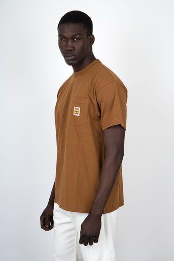 WIP T-Shirt Short Sleeve Field Pocket Cotone Marrone - 3