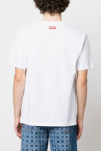 T-shirt Bianco Uomo Stampa Fiore Boke - 3