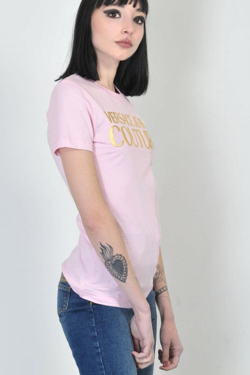 T-shirt rosa con logo - 1