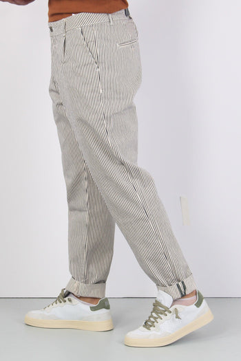 Pantalone Chino Pence Righe Bianco/blu - 7
