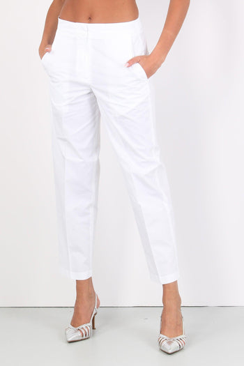 Pantalone Popeline Elastico Bianco - 7