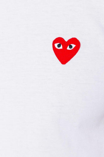 T-Shirt Bianco Micro Patch Cuore Rosso - 4