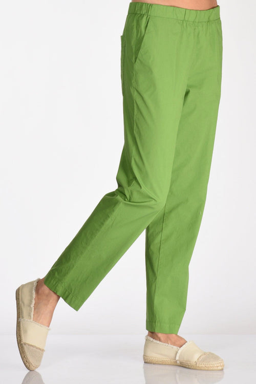 Pantalone Popeline Verde Donna