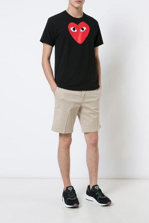 Comme Des Garçons Play T-Shirt Nero Stampa Cuore Rosso