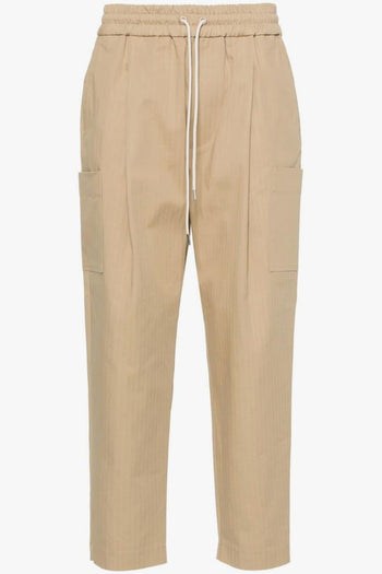 Pantalone Twill di Cotone Elasticizzato Beige - 5
