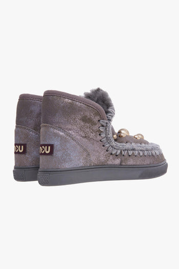 Boot Eskimo Sneaker in camoscio laminato con maxiborchie oro - 3
