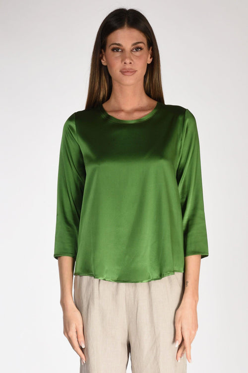 Tshirt Seta Verde Donna - 2