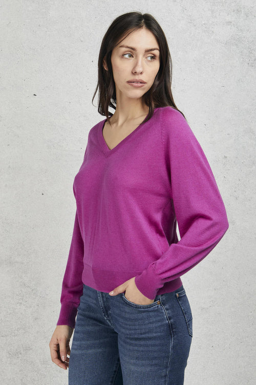 V Neck Sweater Rosa Donna - 2
