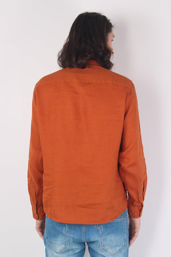 Camicia Lino Coreana Rust - 3