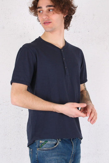 T-shirt Serafino Fiammata Navy Blue - 4