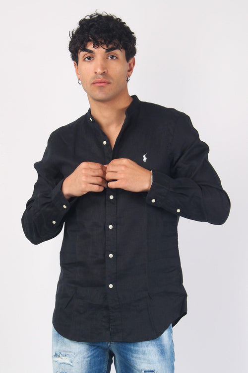 Camicia Lino Slim Fit Black - 1