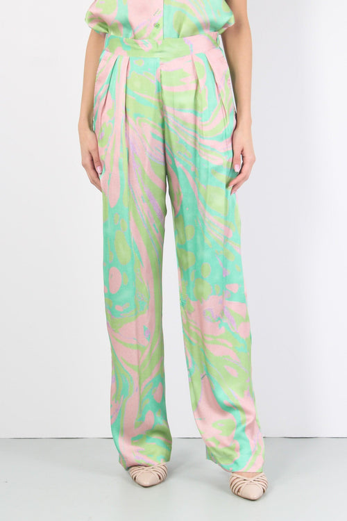 Penati Pantalone Fluido Stam Verde/rosa - 2