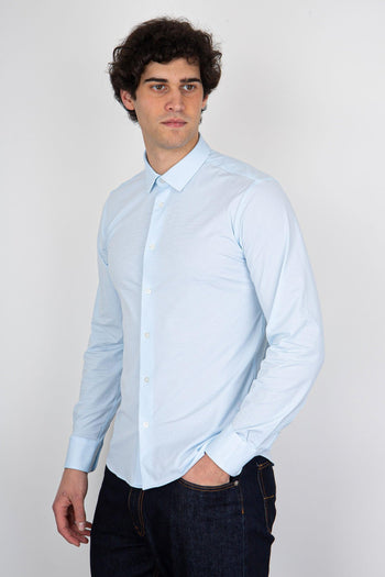 Camicia Shirt Oxford Jacquard Open Celeste Uomo - 3