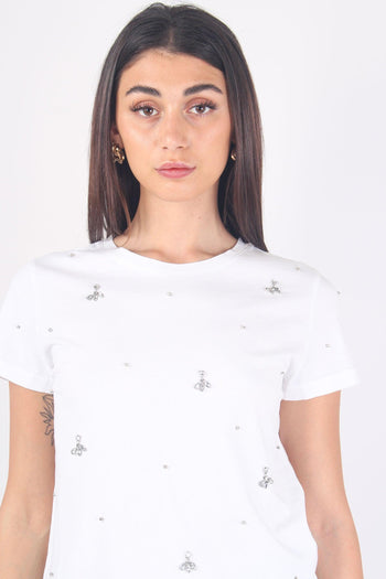 T-shirt Applicazioni Fiore Bianco - 6