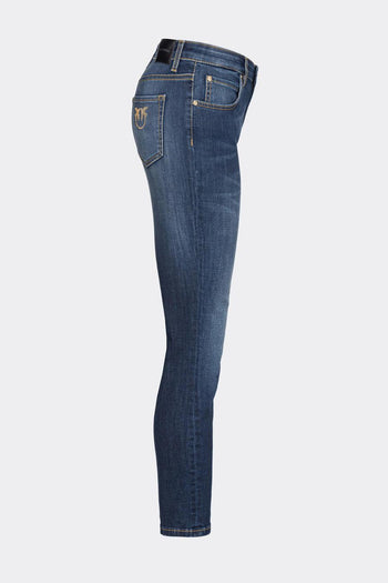 Jeans skinny in denim stretch con ricamo - 6