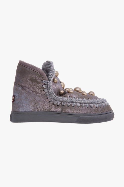 Boot Eskimo Sneaker in camoscio laminato con maxiborchie oro - 1