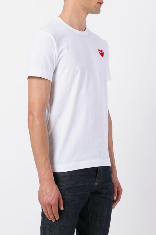 T-Shirt Bianco Micro Patch Cuore Rosso - 2