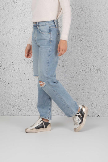 Jeans Cropped In Denim Stretch Blu Donna - 4