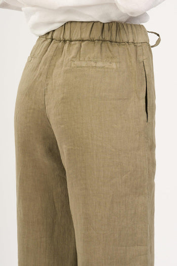 Pantalone in Lino con Coulisse Mastice Donna - 6