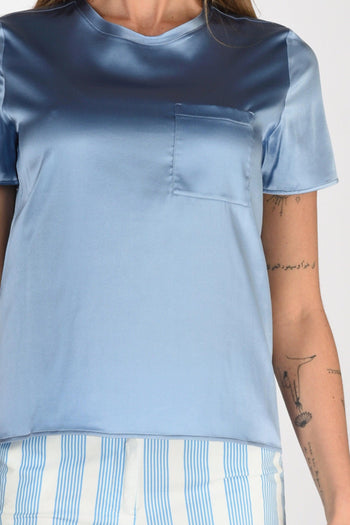 Tshirt Seta Azzurro Donna - 3