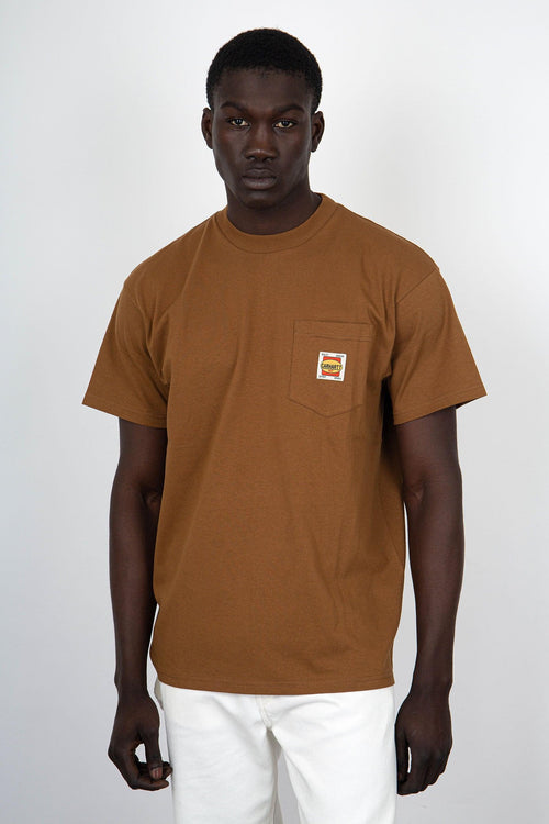 WIP T-Shirt Short Sleeve Field Pocket Cotone Marrone - 2