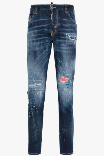 2 Jeans Blu Uomo dritti con effetto vissuto - 5