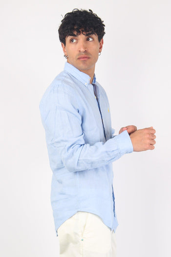 Camicia Lino Slim Fit Blue - 5