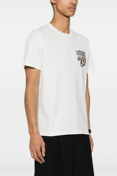 T-shirt Bianco Uomo Ricamo Tigre - 1