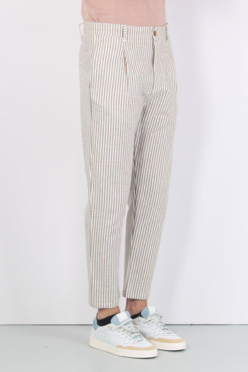 Pantalone Cotone Gessato Beige/bianco - 5