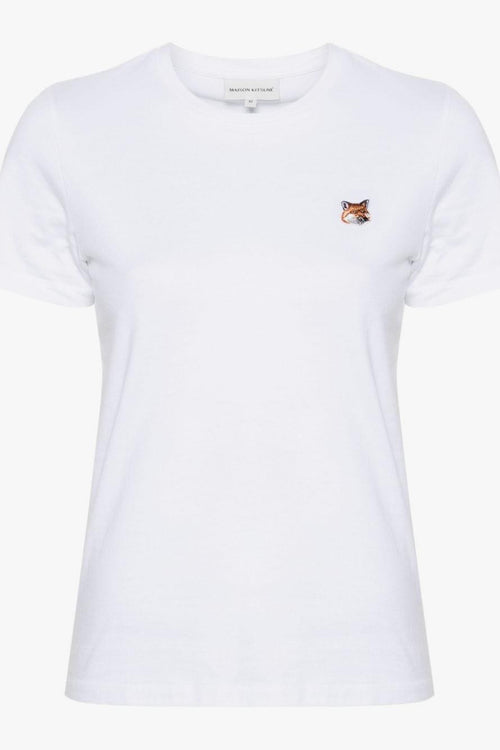 T-shirt Bianco Donna Micro Ricamo Testa Volpe