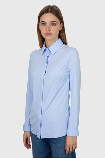 Camicia Oxford Plain Wom Shirt Celeste - 3