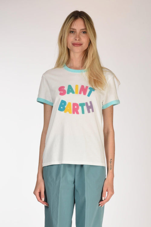 Saint Barth Tshirt Scritta Bianco/multicolor Donna - 2