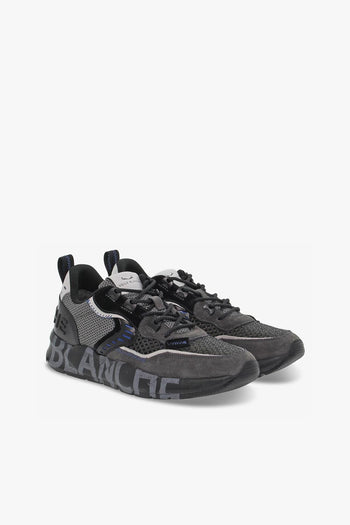 Sneakers CLUB01 in camoscio e tessuto grigio e nero - 5