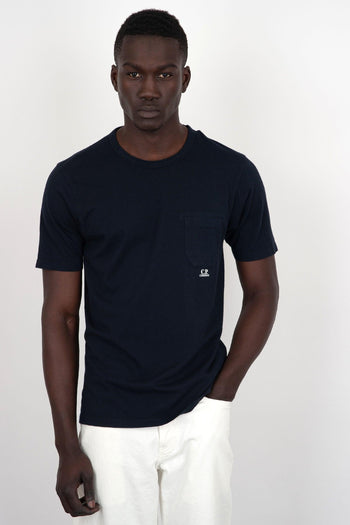 T-shirt Jersey Cotone Garment Dyed Pocket Blu - 5