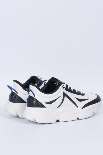 Sneaker Pelle Bianco/Blu Uomo - 4